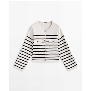 Massimo Dutti NWT striped knit cardigan with pockets, size medium